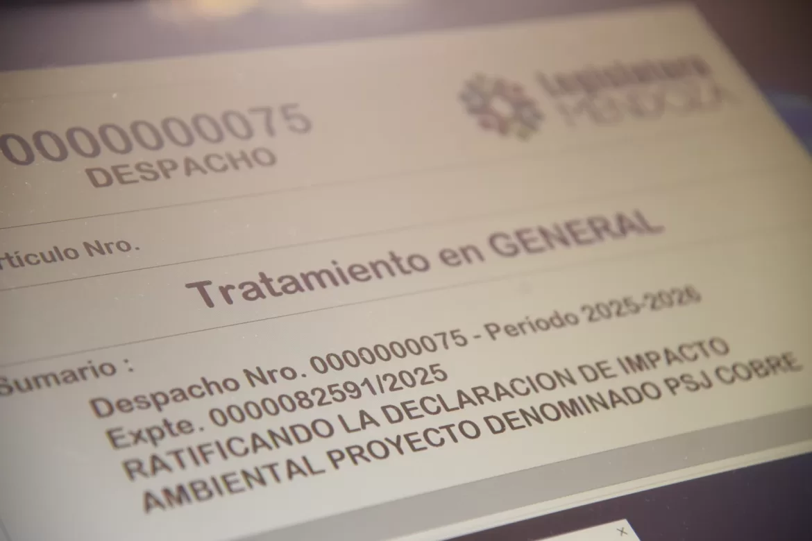 AVANCE HISTÓRICO EN LA LEGISLATURA DE MENDOZA: SAN JORGE Y PSJ COBRE MENDOCINO RECIBEN AVAL AMBIENTAL